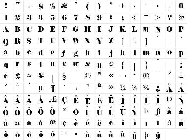 Floral Normal  glyph index