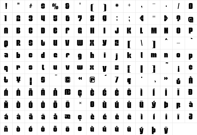 MobleySans Regular  glyph index