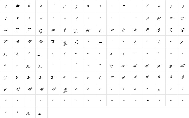 Walking in Sunlight Regular  glyph index
