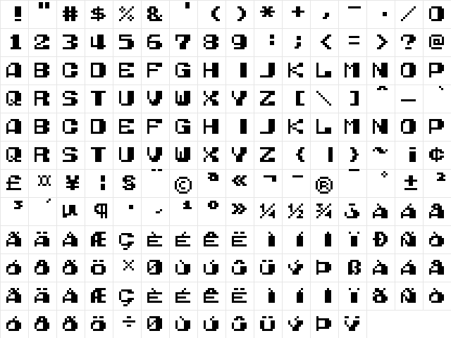NES Open Tournament Golf Regular  glyph index