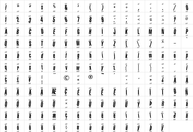 1980 Portable Regular  glyph index