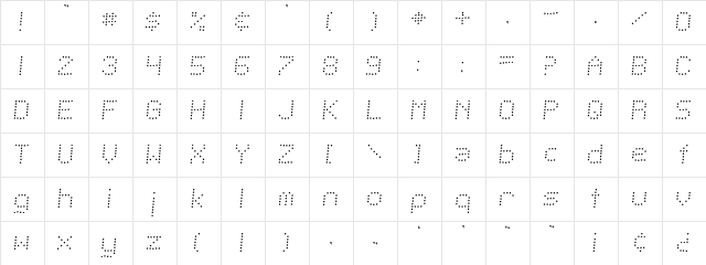 SF Telegraphic Light Italic  glyph index