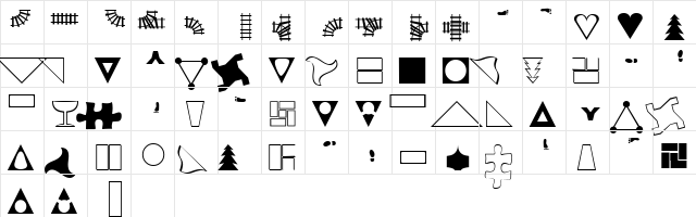 XMMCheckered Regular  glyph index