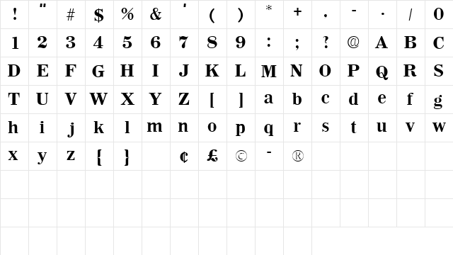 CognitoSSK Regular  glyph index
