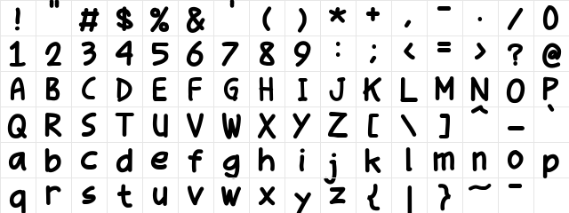 Parenda Pop Comic Regular  glyph index