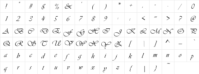 Vivante Regular  glyph index