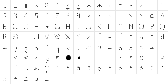 JBFil_std Regular  glyph index