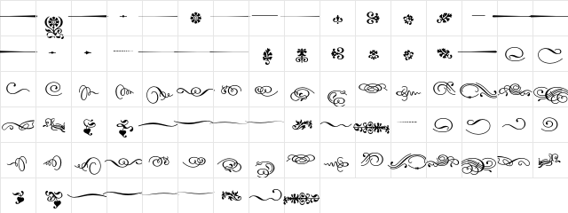 Dalliance Regular  glyph index