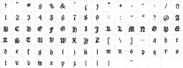 RINGYO Regular  glyph index