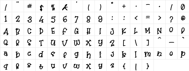 Mister Clown Regular  glyph index