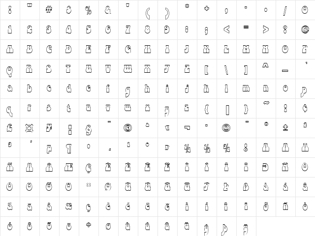 Bottleneck Outline P Regular  glyph index