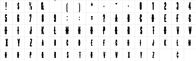 Thorns Regular  glyph index