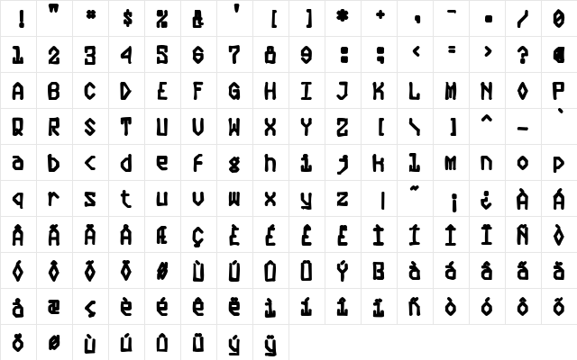 Plasmatic Ink Regular  glyph index