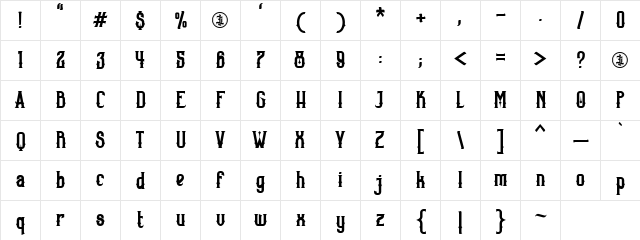 Barstagle Personal Use Only Regular  glyph index