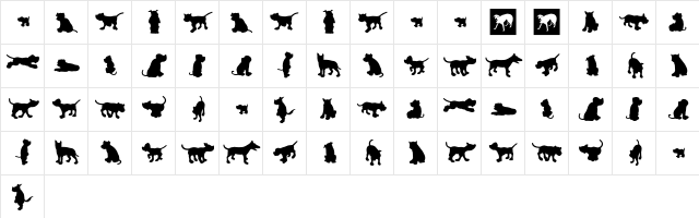 Dog30 Silhouette  glyph index