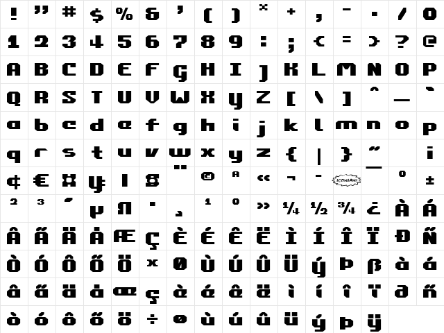 Commonwealth Expanded Expanded  glyph index