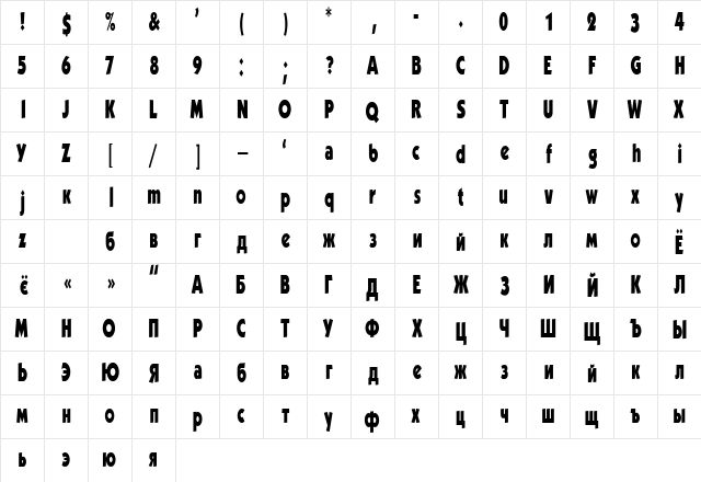 KabelCondensed ExtraBold  glyph index