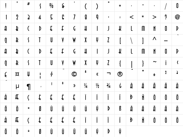 ITC Anna Regular  glyph index