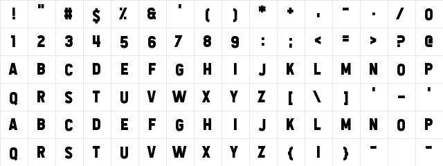 All the Way to the Sun Regular  glyph index