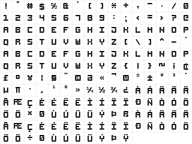 Square Wood-7 Regular  glyph index