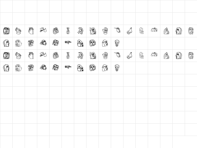 BRIGADA RAMONA PARRA Regular  glyph index