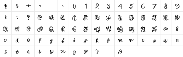 Cursive Elaborate Regular  glyph index