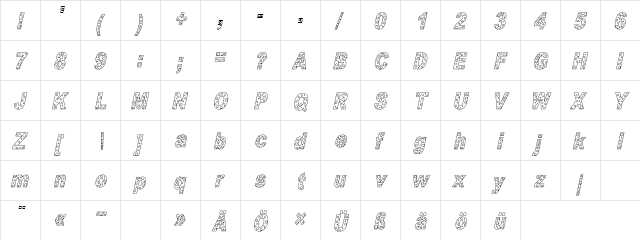 HOLE 3 cursive outline  glyph index