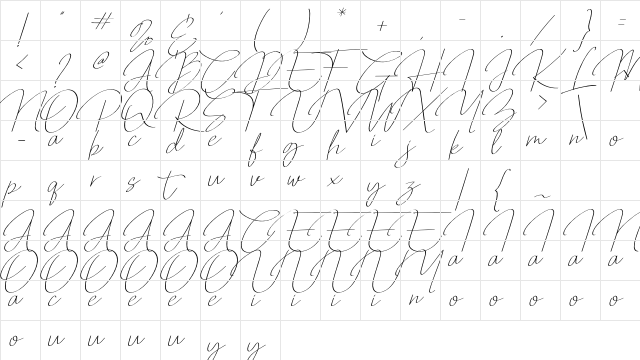 Qalistha Regular  glyph index