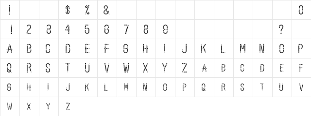 Pencilled Normal  glyph index