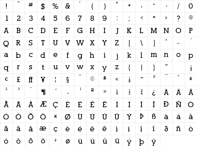 PogoSSK Bold  glyph index