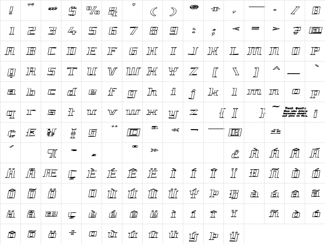 GenericFont Regular  glyph index