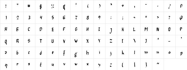 Baklava Regular  glyph index