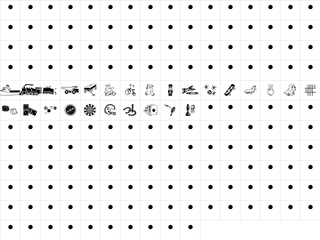 Playtime MT Regular  glyph index