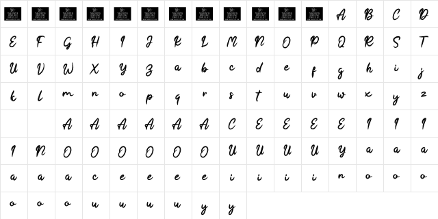 Xantiqoo Personal Use  glyph index