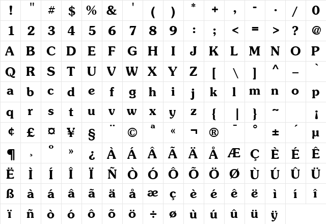 SueVermeer6 DemiSH  glyph index