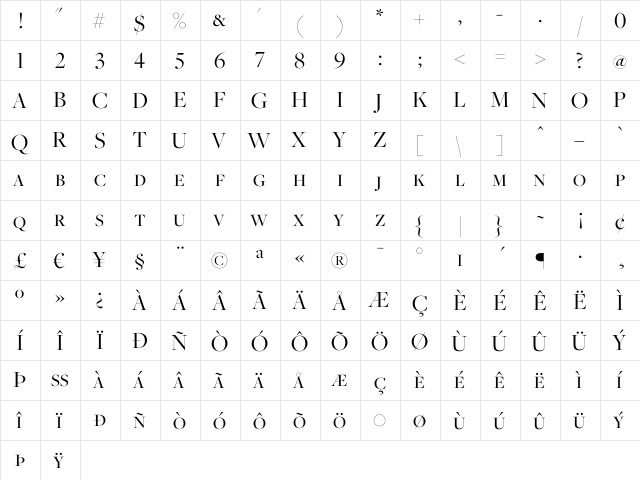 Freight Big Book SC  glyph index