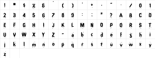 RainDanceSSK Regular  glyph index