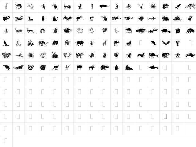DF Wildlife Regular  glyph index