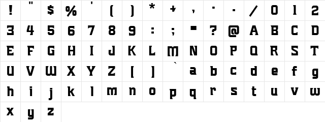 Mighty Mighty Friars Regular  glyph index