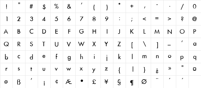 Belmar-Thin Regular  glyph index