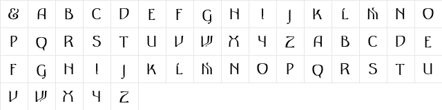 AntiqueRow Regular  glyph index
