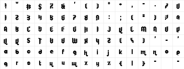 Embryonoid Regular  glyph index