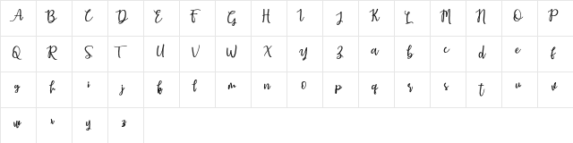 Earcy Night Regular  glyph index