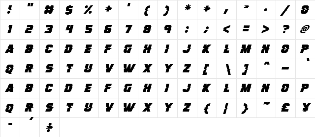 Son Of A Glitch Italic  glyph index