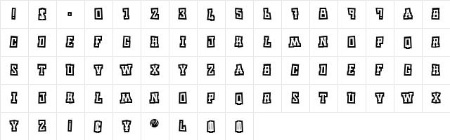 Road Trip Regular  glyph index