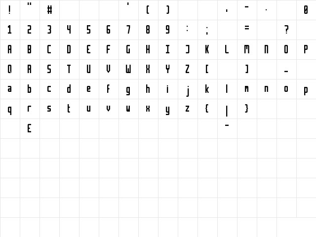 Retriga Regular  glyph index