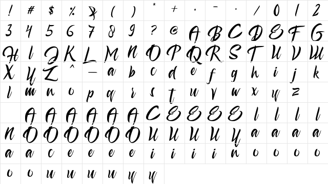 Aesthetic Gelatinate Regular  glyph index