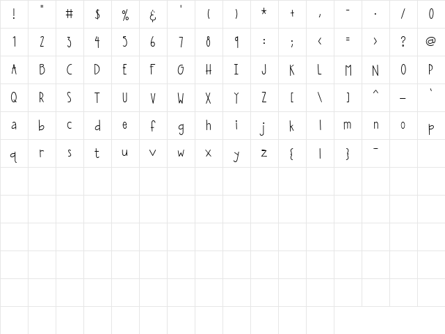 LD String Bean Regular  glyph index