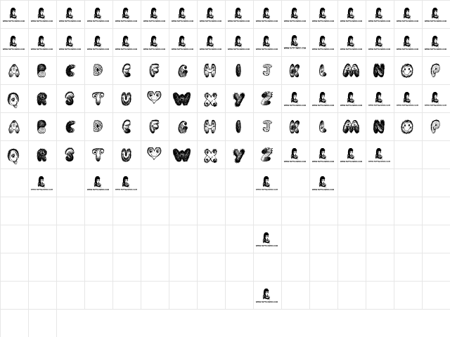 Cartoon Freak Regular  glyph index