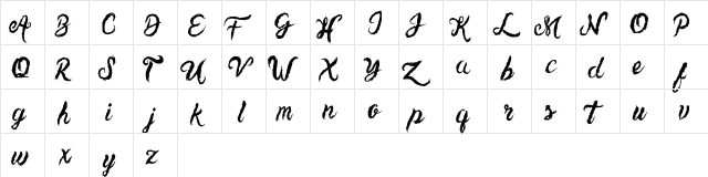 Unlimited Toppings Script Regular  glyph index